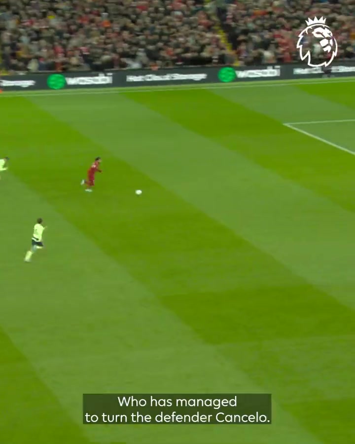 ?阿利森長傳助攻，薩拉赫連停帶轉(zhuǎn)身扛翻坎塞洛單刀破門